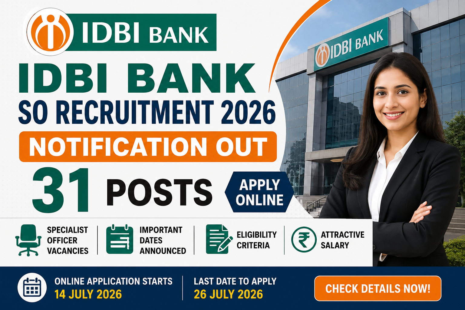 IDBI Bank SO Recruitment 2026 Notification for 31 Specialist Officer Posts