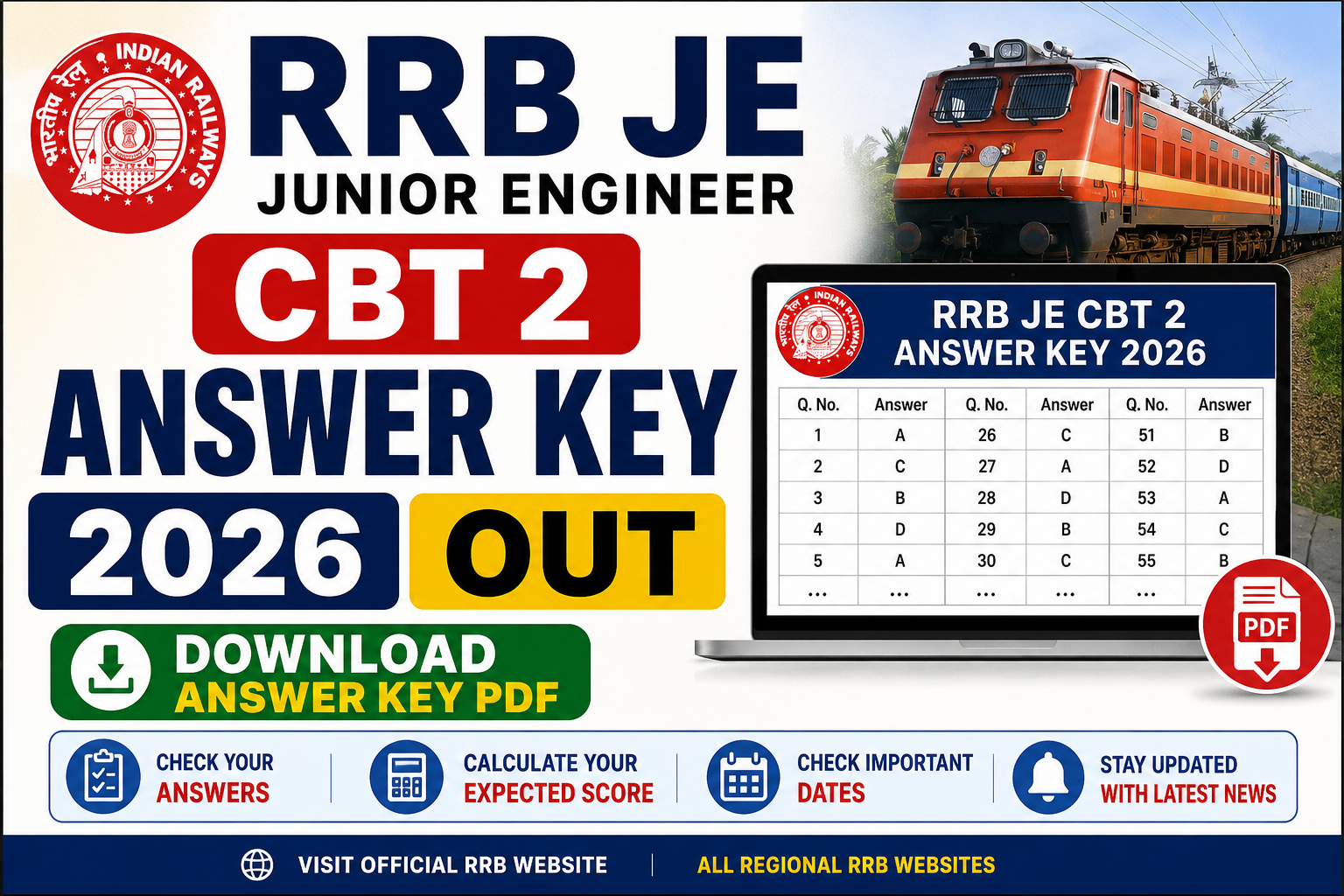 RRB JE CBT 2 Answer Key 2026 Download PDF