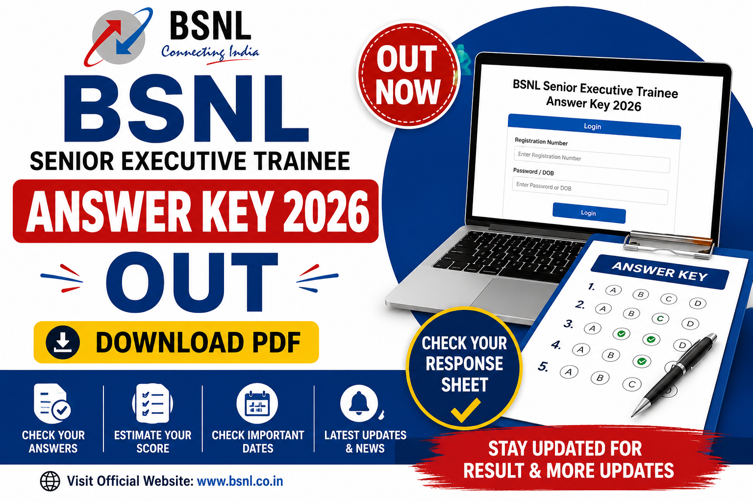BSNL Senior Executive Trainee Answer Key 2026 PDF Download