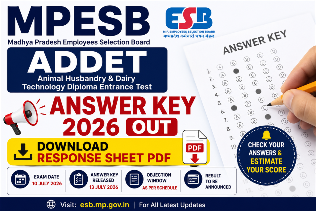 MPESB ADDET Answer Key 2026 Response Sheet PDF Download