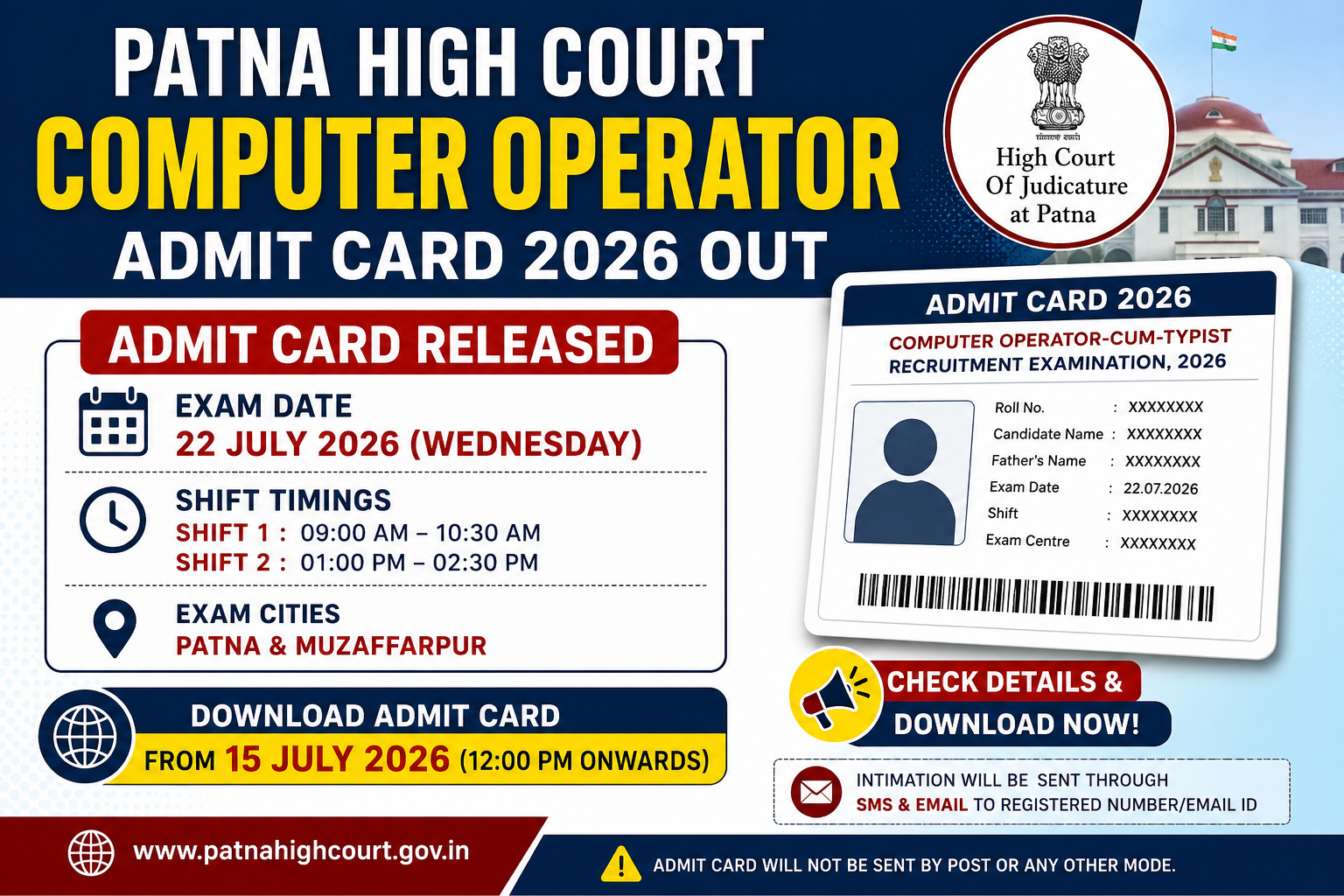 Patna High Court Computer Operator Admit Card 2026 Download