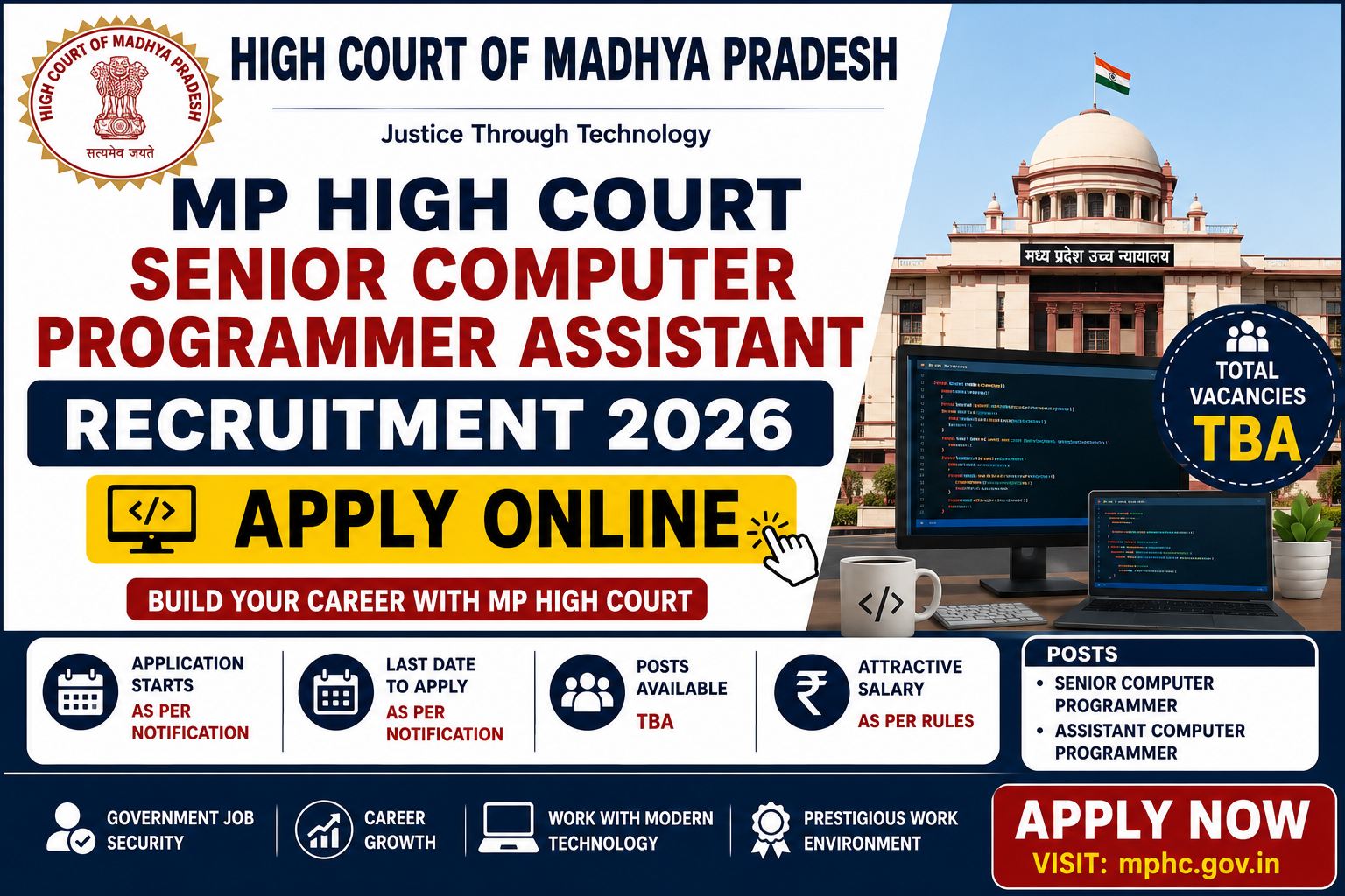 MP High Court Senior Computer Programmer Assistant Recruitment 2026 Notification