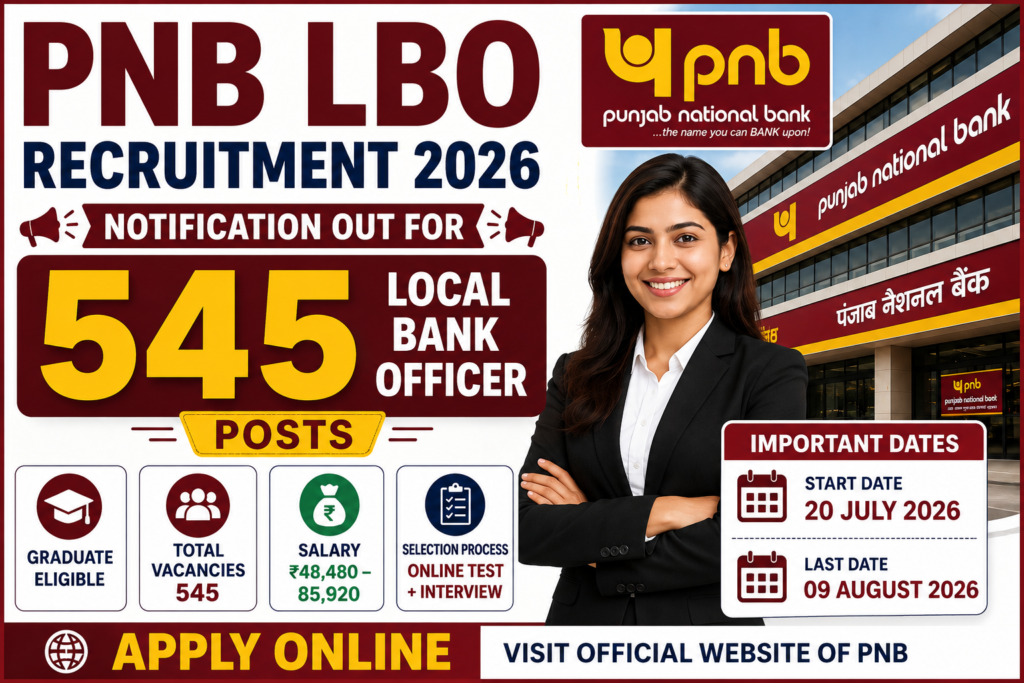 PNB LBO Recruitment 2026 Notification for 545 Local Bank Officer Posts