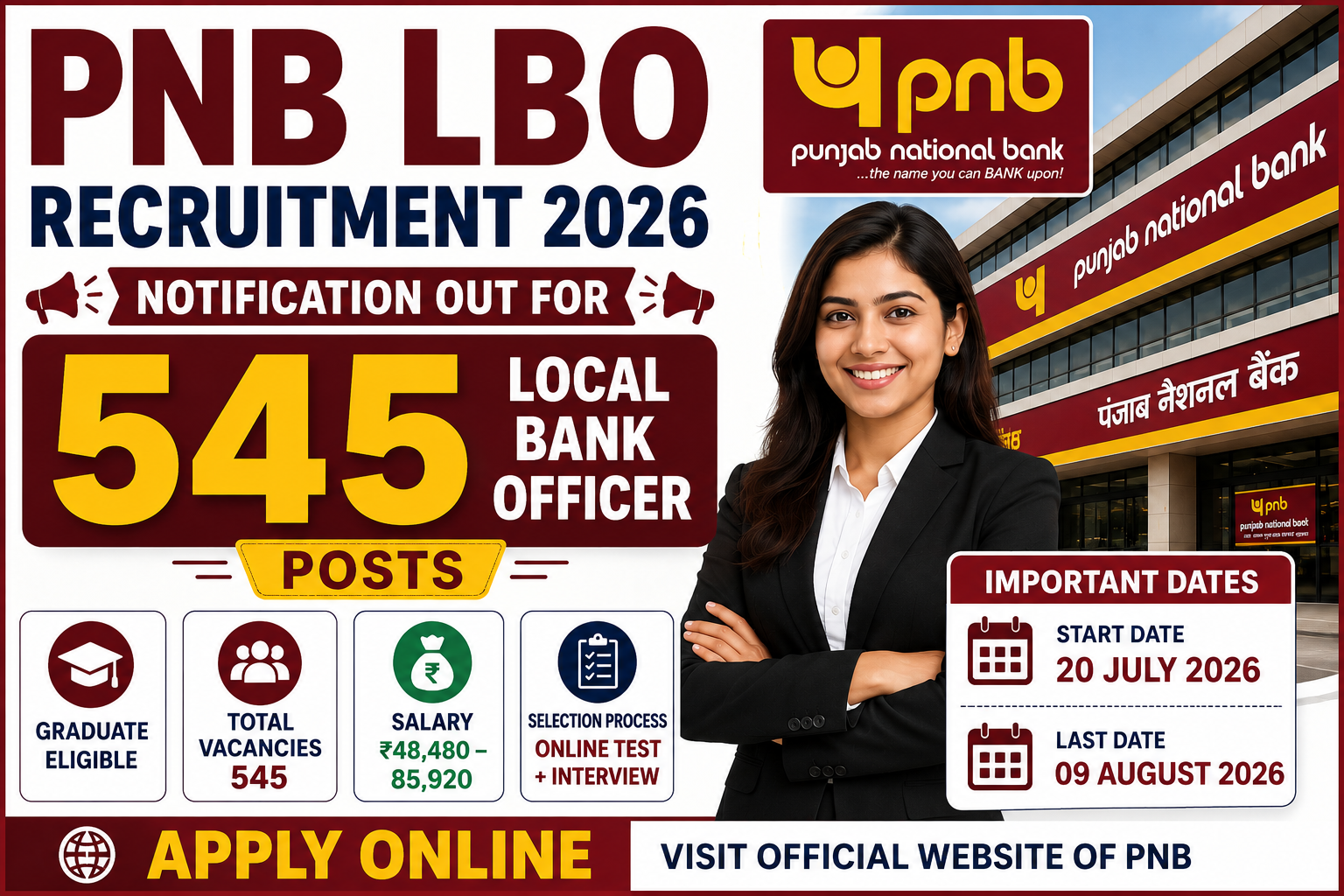 PNB LBO Recruitment 2026 Notification for 545 Local Bank Officer Posts