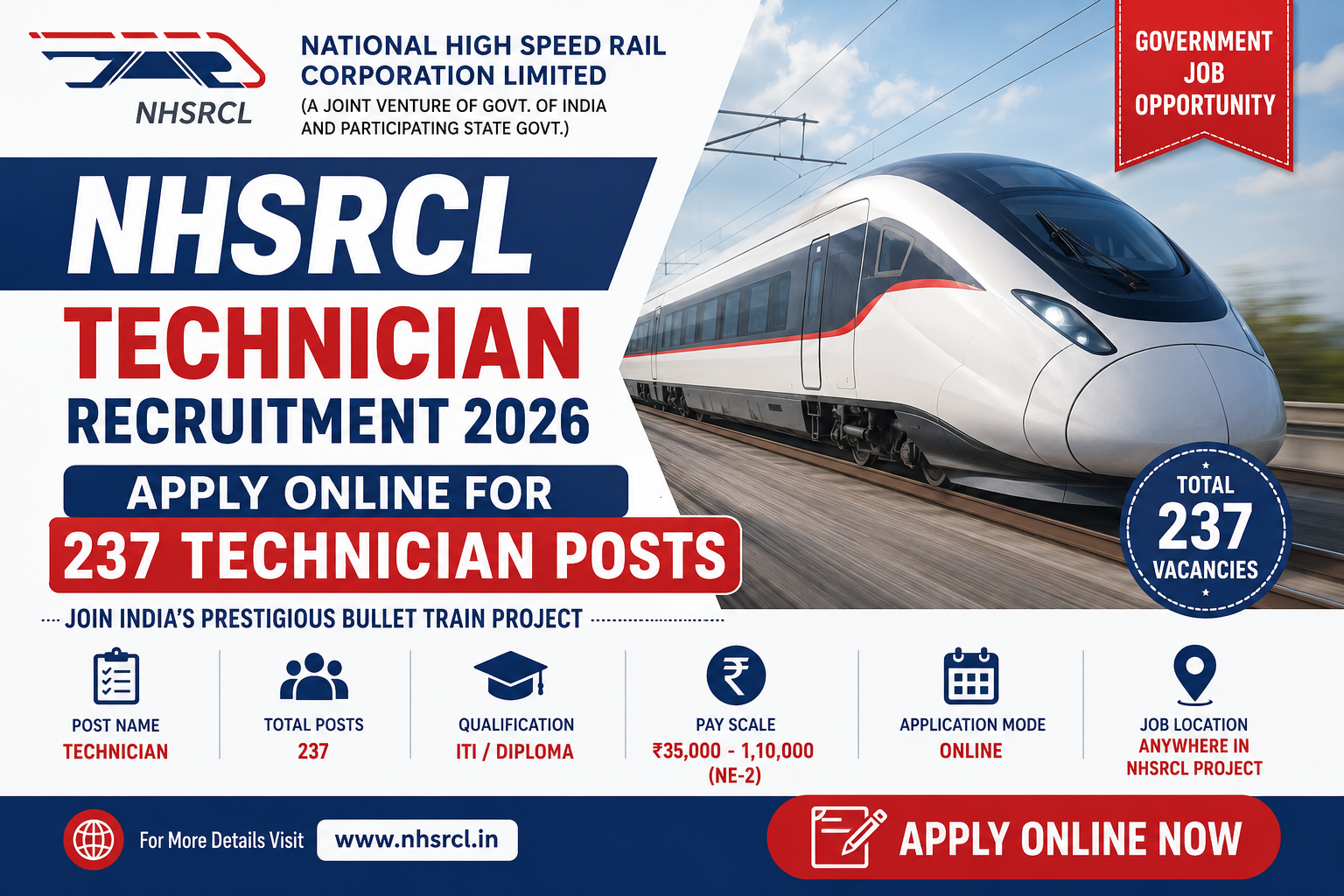 NHSRCL Technician Recruitment 2026 Notification for 237 Posts